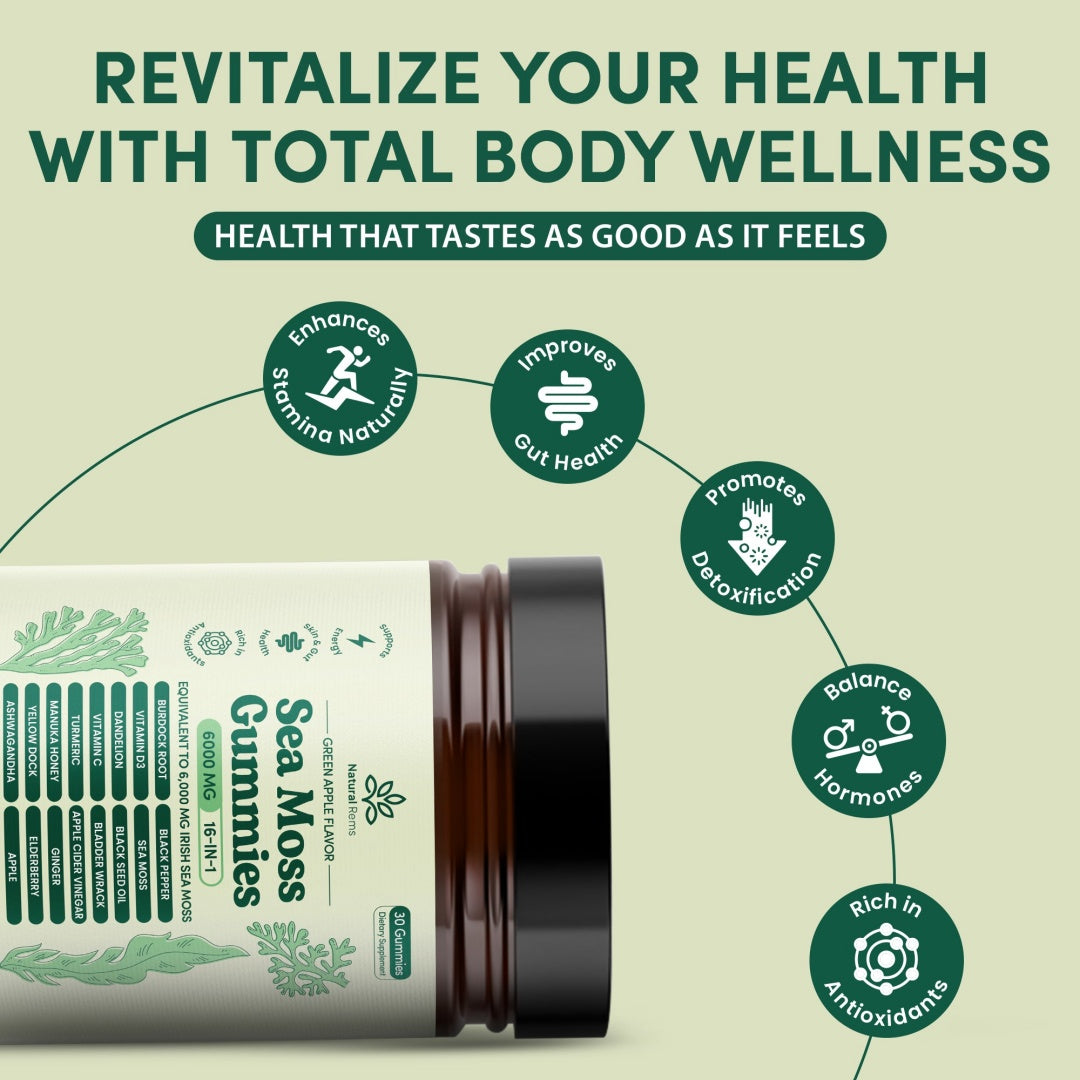 Natural Rems Sea Moss 16-In-1 Gummies 30 Day Supply